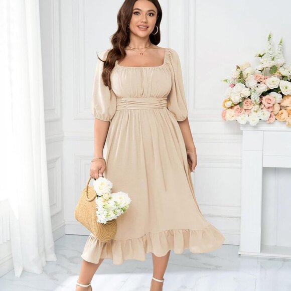 Women's Plus Size Maxi Dress Summer Flowy A-Line Elegant Wedding Guest - Picture 2 of 6